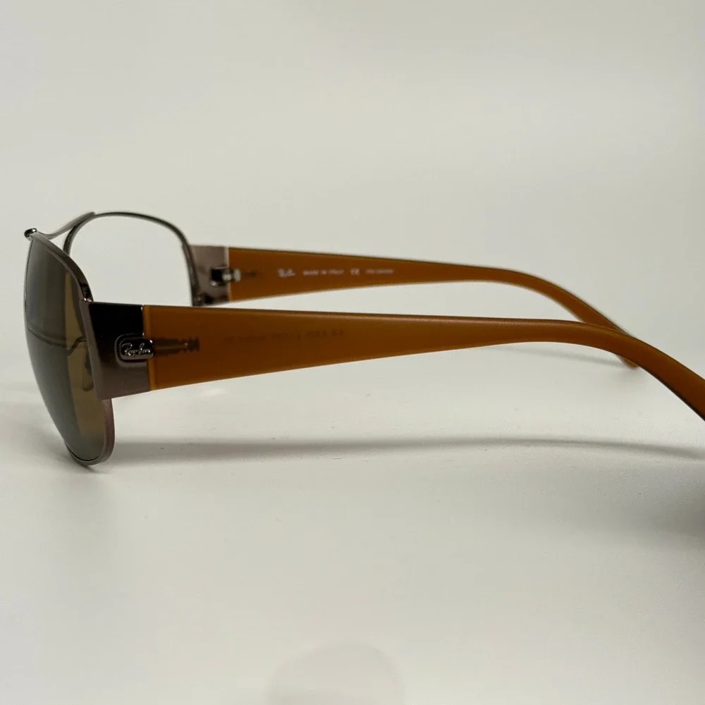 Ray-Ban RB 3358 014/57 Polarized Sunglasses Brown‎ Metal Frame 63-15 3P Italy